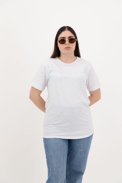 Picture of The Basic White Cotton T-Shirt for Women with Half Sleeve, Round Neck