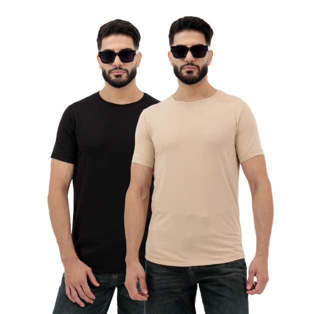Picture of Men’s Black & Sandstone Plain T-Shirt 2-Pack | Daily Essentials