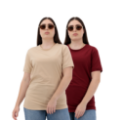 Picture of Women’s Sandstone & Rosewood Plain T-Shirt – Soft Cotton Regular Fit | Basic T-Shirts Women’s Classic Look