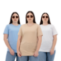 Picture of Women’s Mist, Sandstone & White Plain T-Shirt – Soft Cotton Regular Fit | Basic T-Shirts Women’s Versatile Style